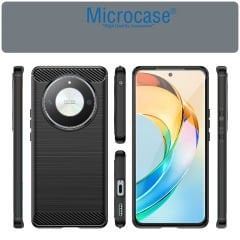 Microcase  Honor X9B 5G / X50  / Honor Magic 6 LITE  Brushed Carbon Fiber Silikon Kılıf - Siyah AL3332