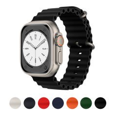 Microcase Apple Watch 42 mm / 44 mm / 45 mm / 49 mm için Oluklu Silikon Kordon Kayış - KY72-2