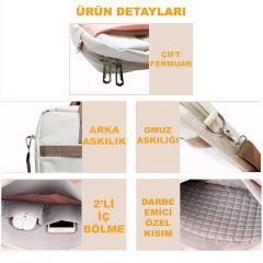 Microcase Macbook Air 11.6'' için Macbook Çantası 2 Bölmeli AL4228 Lacivert Gri Krem