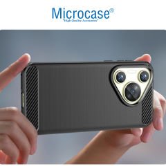 Microcase  Huawei Pura 70  Brushed Carbon Fiber Silikon Kılıf - Siyah AL3332