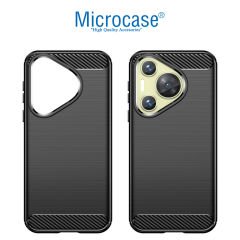 Microcase  Huawei Pura 70  Brushed Carbon Fiber Silikon Kılıf - Siyah AL3332