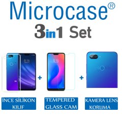 Xiaomi Mi 8 Lite İnce Silikon Kılıf + CAM + Kamera Lens Koruma