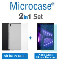 Microcase Lenovo Tab M10 HD 10.1 X306F Silikon Soft Kılıf Şeffaf + Nano Esnek Ekran Koruma Filmi