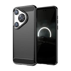 Microcase  Huawei Pura 70 Pro Brushed Carbon Fiber Silikon Kılıf - Siyah AL3332