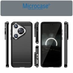 Microcase  Huawei Pura 70 Pro Plus Brushed Carbon Fiber Silikon Kılıf - Siyah AL3332