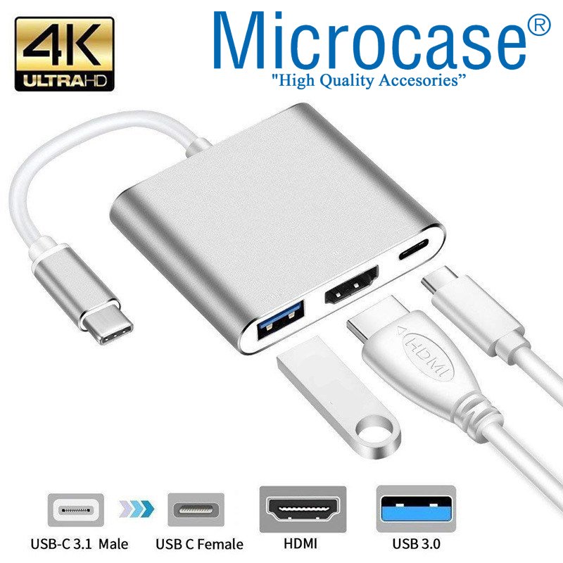 Type C to USB 3.1 +Type C + HDMI Multiport 4K Çevirici Adaptör