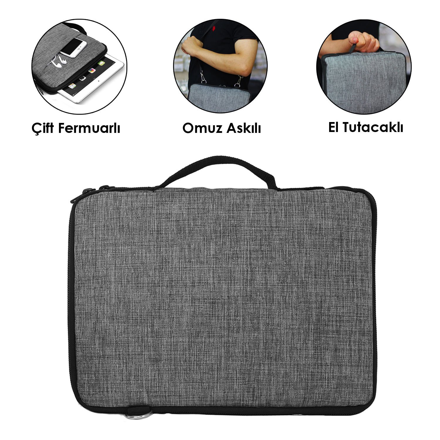 Microcase Huawei MatePad Paper 10.3 Tablet için Omuz Askılı ve El Tutacaklı Universal Sleeve Taşıma Çantası -AL3068