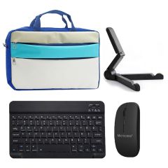 Microcase Apple iPad Air 13 (2024) ile uyumlu Tablet Çanta+Bluetooth Klavye+Mouse+Tablet Standı Siyah-AL4840
