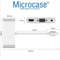 Microcase Type C to HDMI, VGA ve Audio Dönüştürücü