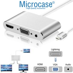 Microcase Type C to HDMI, VGA ve Audio Dönüştürücü