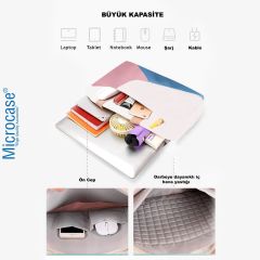 Microcase Macbook Air 11.6'' için Macbook Çantası 2 Bölmeli AL4227 Krem Pembe Mavi