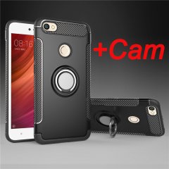 Xiaomi Redmi Note 5A - 5A Prime Yüzük standlı Silikon Kılıf + Cam Koruma