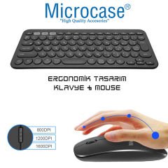 Microcase Samsung Galaxy Tab A7 T500 T505 2020 10.4 inch Bluetooth Klavye + Mouse + Tablet Standı - AL8106