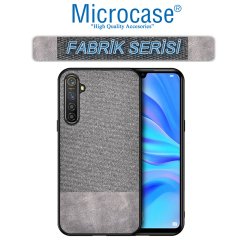 Microcase OnePlus Nord Fabrik Serisi Kumaş ve Deri Desen Kılıf - Gri
