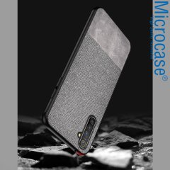 Microcase OnePlus Nord Fabrik Serisi Kumaş ve Deri Desen Kılıf - Gri