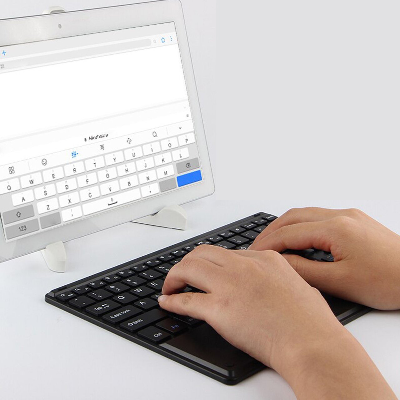 Microcase Matepad Pro 11 2022 Bluetooth Touchpad Klavye 25 cm (TR Sticker) + Tablet Standı - AL2758