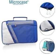 Microcase LENOVO Tab M10 TB-X306F 10.1 inch Tabletler için Omuz Askılı El Tutacaklı Universal Sleeve Taşıma Çantası AL4346 Lacivert Krem Gri