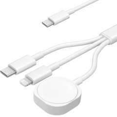 Microcase Type-C Girişli 3in1 Lightning Apple Watch serileri ve Type C Cihazlar için Şarj Kablosu - AL5176