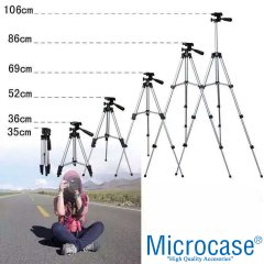 Microcase 3110 3 Ayak Cep Telefonu Kamera Tripodu 106 cm + Döner Başlık Telefon Tutucu