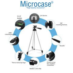 Microcase 3110 3 Ayak Cep Telefonu Kamera Tripodu 106 cm + Döner Başlık Telefon Tutucu