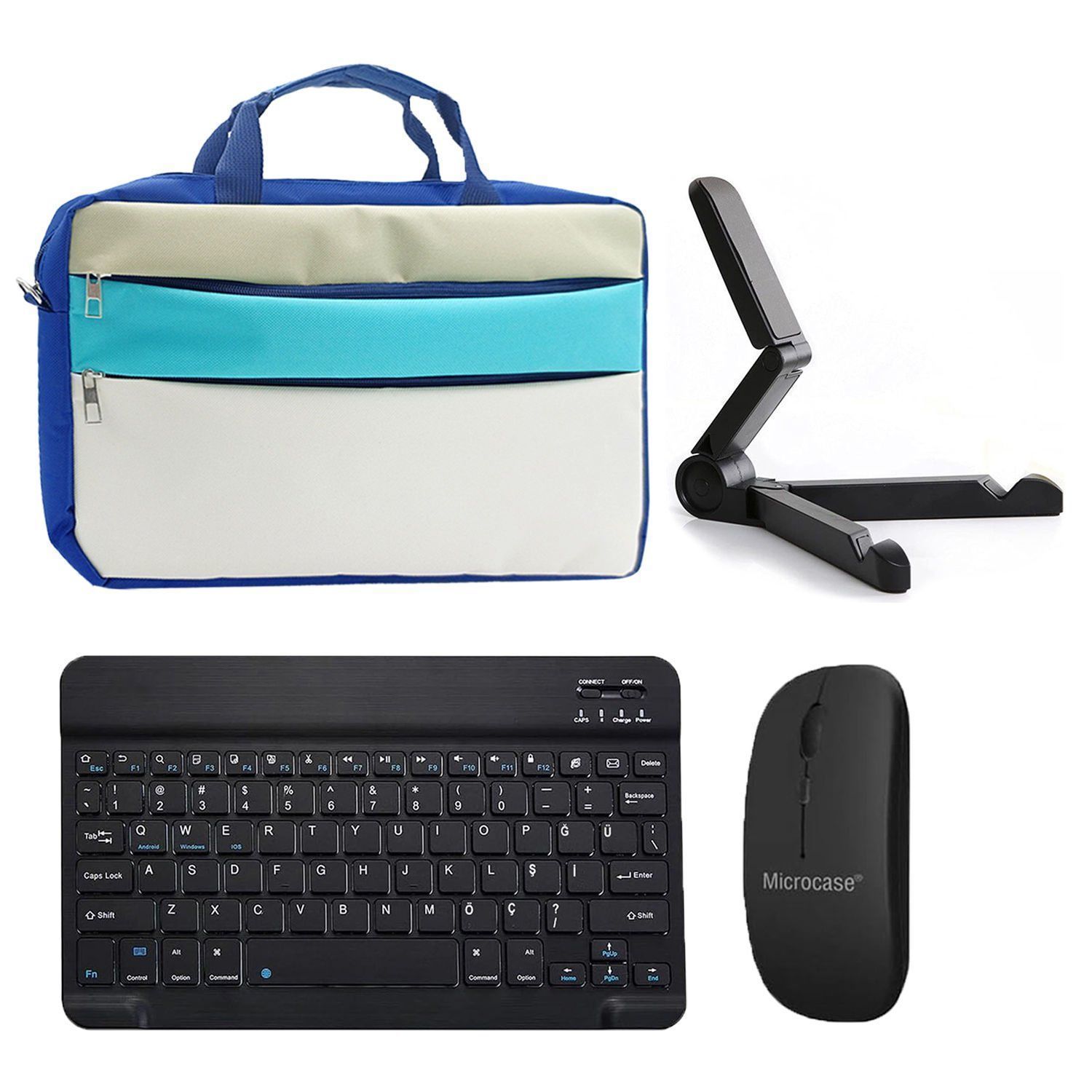 Microcase Samsung Galaxy Tab S7 T870 ile uyumlu Tablet Çanta+Bluetooth Klavye+Mouse+Tablet Standı Siyah-AL4840