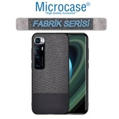 Microcase Xiaomi Mi 10 Ultra Fabrik Serisi Kumaş ve Deri Desen Kılıf - Siyah