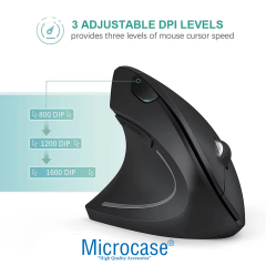 Microcase Dikey Ergonomik Kablolu Mouse 800/1200/1600 Dpı 6 Tuşlu - AL5178