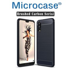 Microcase Huawei P20 Brushed SilikonTPU Kılıf LACİVERT+Tam Kaplar
