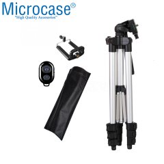 Microcase 3110 3 Ayak Kamera Tripodu 106 cm+Döner Başlık Telefon Tutucu+Bluetooth Kumanda - AL2918