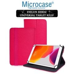 Microcase iPad 7.Nesil 10.2 2019 Delüx Serisi Universal Standlı Deri Kılıf - Pembe + Ekran Koruma Filmi