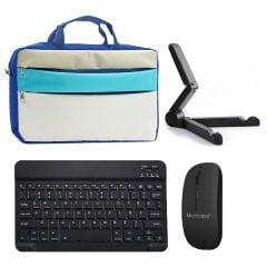 Microcase Samsung Tab A7 Lite 2021 8.7Inch T220 T225 ile uyumlu Tablet Çanta+Bluetooth Klavye+Mouse+Tablet Standı Siyah-AL4840