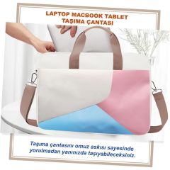 Microcase Huawei Matebook D14 için Macbook Çantası 2 Bölmeli AL4227 Krem Pembe Mavi