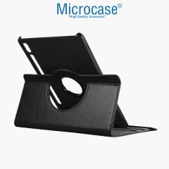 Microcase Samsung Galaxy Tab S6 10.6 Tablet T860 T867 360 Derece Döner Standlı Deri Kılıf - Siyah