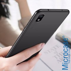 Microcase Xiaomi Redmi 7A Elektrocase Serisi Silikon Kılıf + Tam Kaplayan Çerçeveli Cam - Siyah