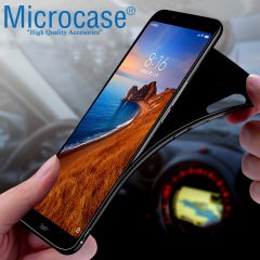 Microcase Xiaomi Redmi 7A Elektrocase Serisi Silikon Kılıf + Tam Kaplayan Çerçeveli Cam - Siyah