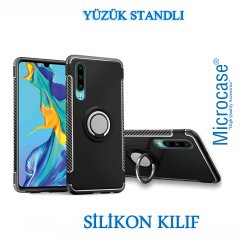 Huawei P30 Lite Yüzük Standlı Armor Silikon Kılıf + CAM (SEÇ)