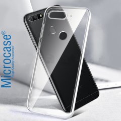Huawei Honor 7C 0.2 mm İnce Silikon Kılıf + Tam Kaplayan Cam