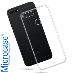Huawei Honor 7C 0.2 mm İnce Silikon Kılıf + Tam Kaplayan Cam
