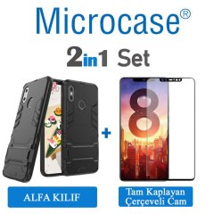 Xiaomi Mi 8 Alfa Armor Kılıf + Tam Kaplayan Cam