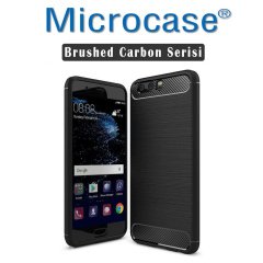 Microcase Huawei P10 BrushedCarbon Fiber Silikon Kılıf+Tam Kaplar
