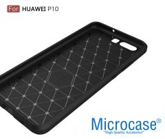 Microcase Huawei P10 BrushedCarbon Fiber Silikon Kılıf+Tam Kaplar
