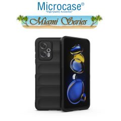 Microcase Xiaomi Redmi Note 11T Pro Plus Miami Serisi Darbeye Dayanıklı Silikon Kılıf - Siyah