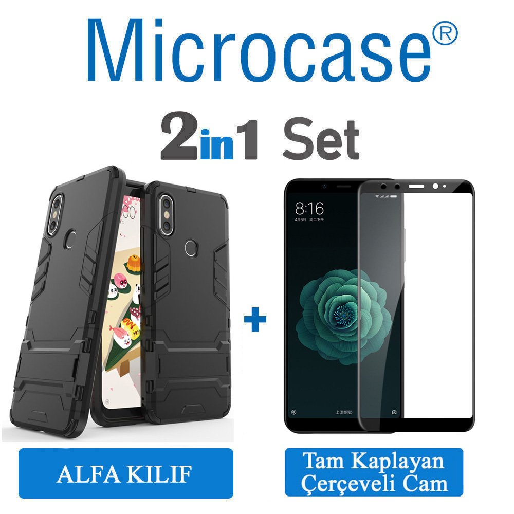 Xiaomi Mi A2 - Mi 6X Alfa Armor Kılıf + Tam Kaplayan Cam (SEÇ)