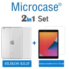 Microcase Apple iPad 8.Nesil 10.2 inch Silikon Tpu Soft Kılıf - Şeffaf + Ekran Koruma Filmi