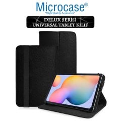 Microcase Samsung Galaxy Tab S6 Lite 10.4 P610 Delüx Serisi Universal Standlı Deri Kılıf - Siyah + Tempered Glass Cam Koruma