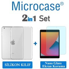 Microcase Apple iPad 8.Nesil 10.2 Silikon Tpu Soft Kılıf - Şeffaf + Nano Esnek Ekran Koruma Filmi