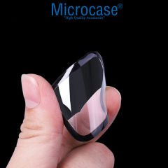 Microcase Apple Watch SE 44 mm Tam Kaplayan Kavisli Ekran Koruyucu 3D Pet Film - Siyah