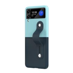 Microcase Samsung Z Flip 3 Parmak Tutuculu Plastik Kılıf -Lacivert-Turkuaz