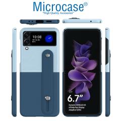 Microcase Samsung Z Flip 3 Parmak Tutuculu Plastik Kılıf -Lacivert-Turkuaz