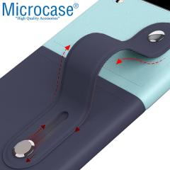 Microcase Samsung Z Flip 3 Parmak Tutuculu Plastik Kılıf -Lacivert-Turkuaz
